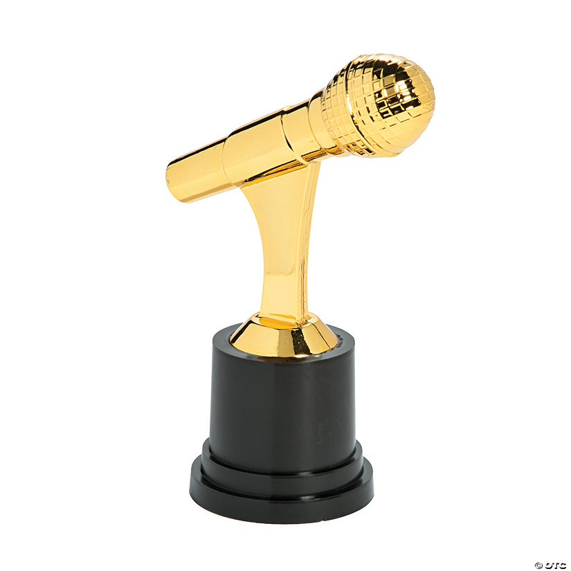 3" x 5" Goldtone Microphone Plastic Award Trophies - 12 Pc. Image