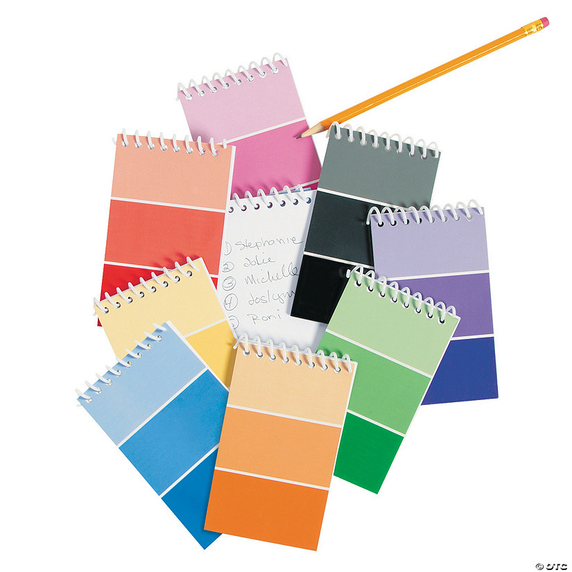 3" x 5" Paint Chip Strip Multicolor Paper Spiral Notepads - 24 Pc. Image