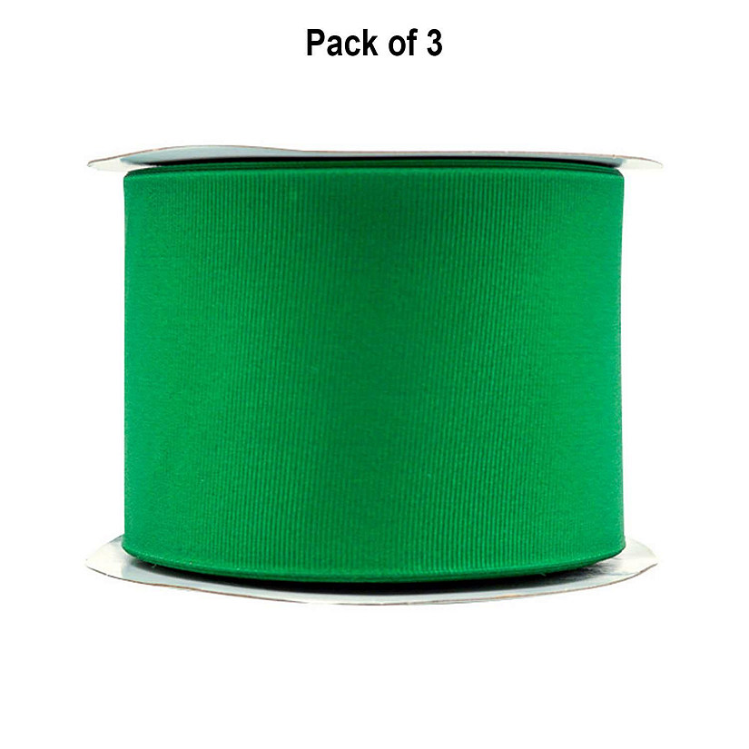 3" x 50 Yards Emerald Polyester Grosgrain Ribbon 3 Pack Image