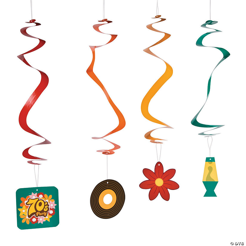 30" 70s Party Hanging Swirl Decorations - 12 Pc. Image