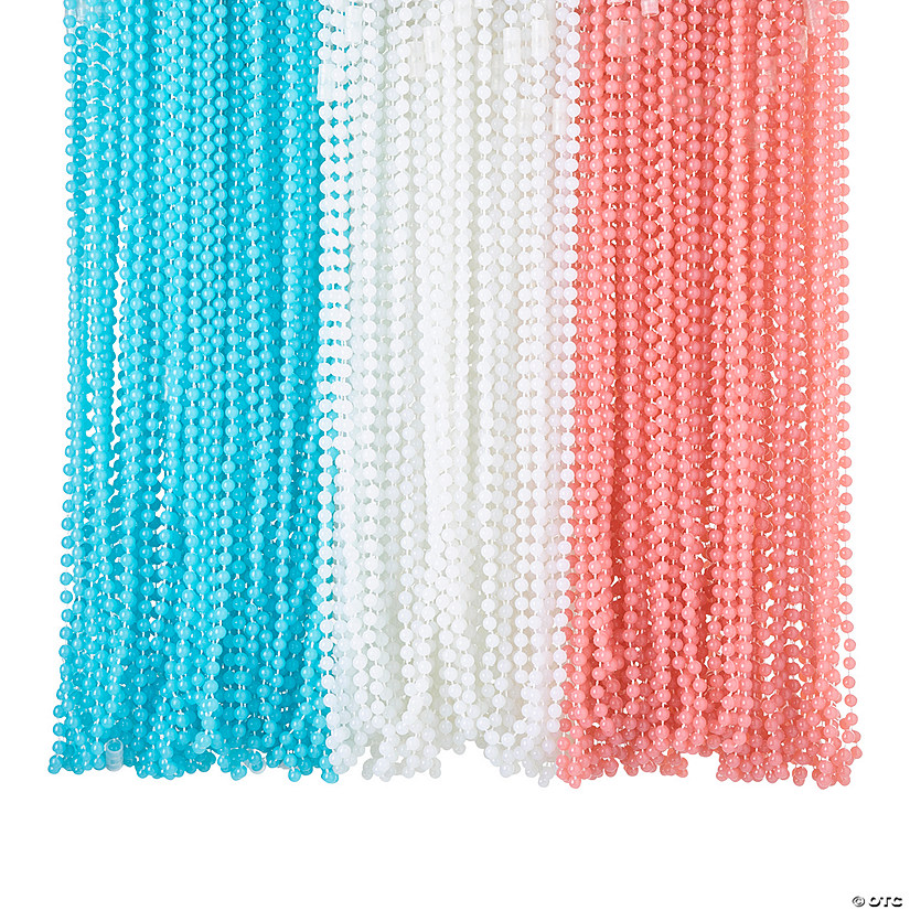 30" Bulk 144 Pc. Glow-in-the-Dark Patriotic Red, White & Blue Bead Necklaces Image