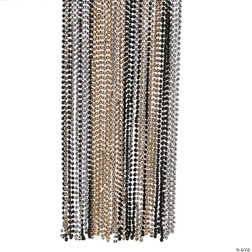 30" Bulk 48 Pc. Gold, Black & Silver Plastic Bead Breakaway Necklaces Image