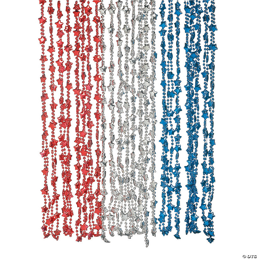 30" Bulk 48 Pc. Metallic Patriotic Star Plastic Breakaway Necklaces Image