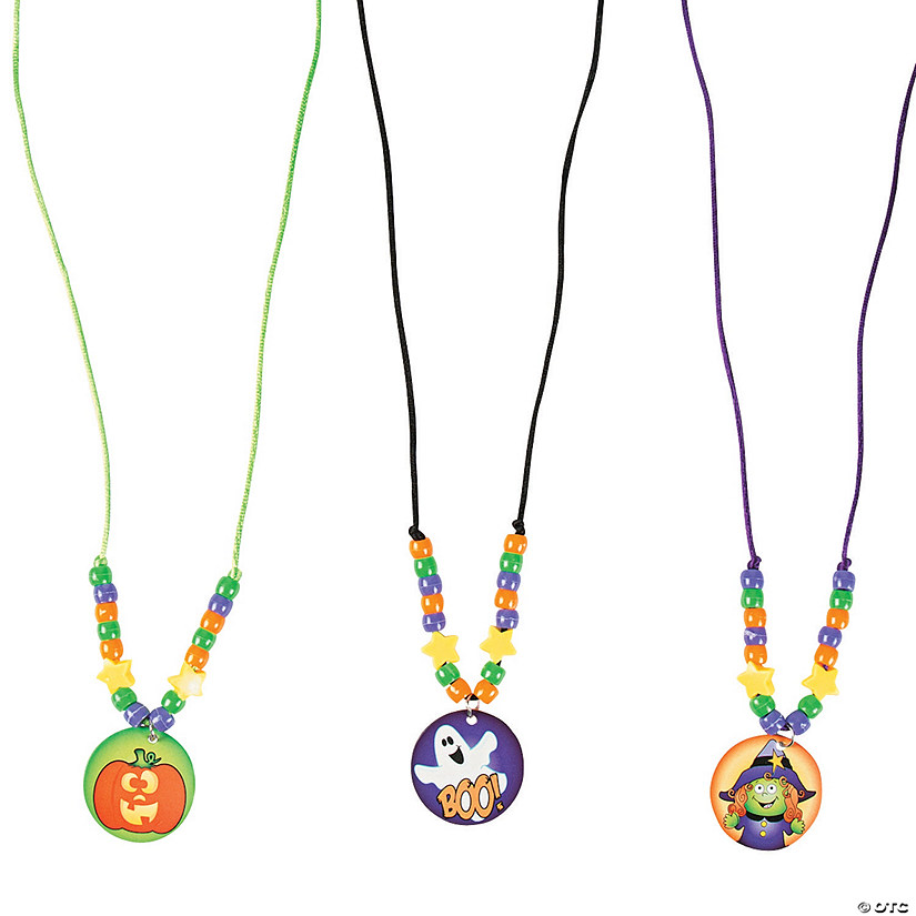 30" Bulk Halloween Beaded Pendant Necklace Craft Kit - Makes 50 Image