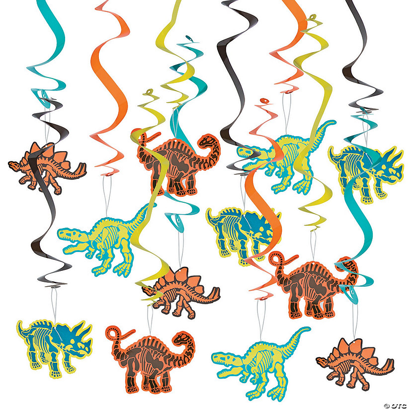 30" Dino Dig Hanging Swirl Decorations - 12 Pc. Image