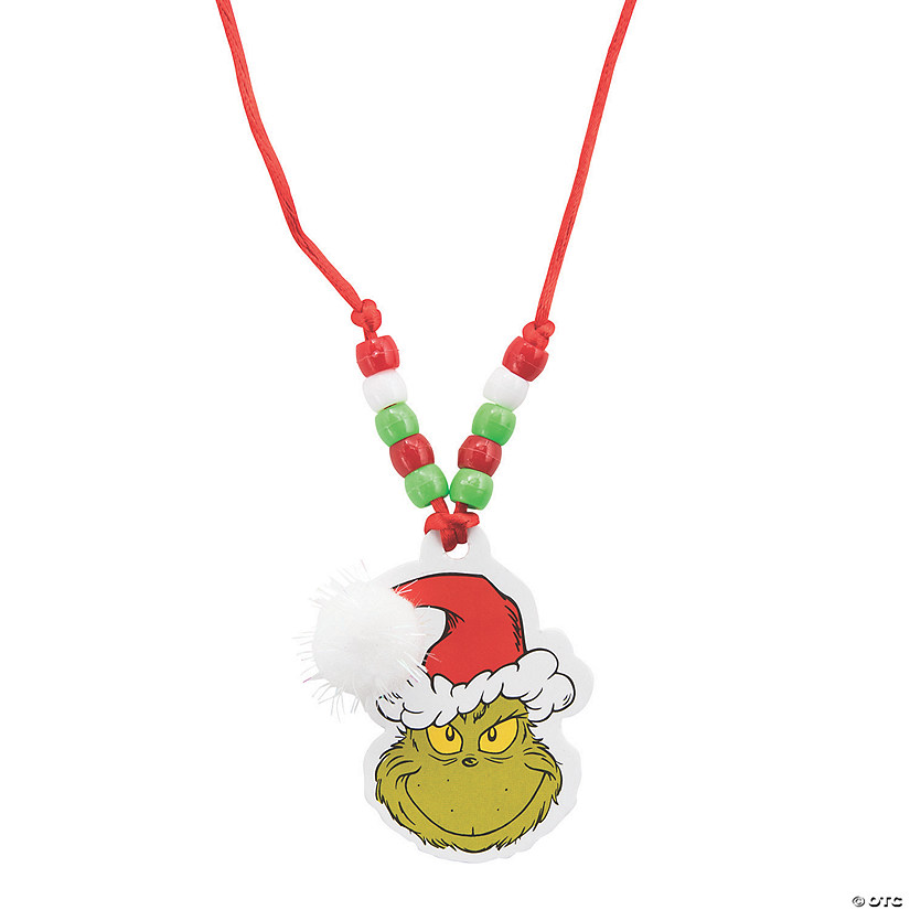 30" Dr. Seuss&#8482; The Grinch Christmas Pom-Pom Necklace Craft Kit - Makes 12 Image