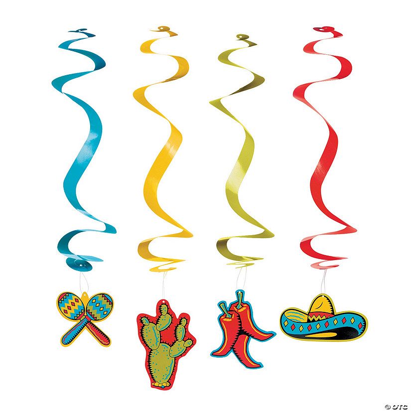 30" Fiesta Hanging Swirl Decorations - 12 Pc. Image