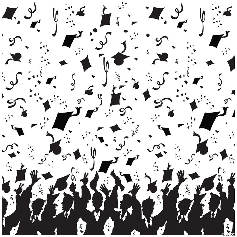 30 Ft. x 4 Ft. Graduation Celebration Black & White Plastic Backdrop Image