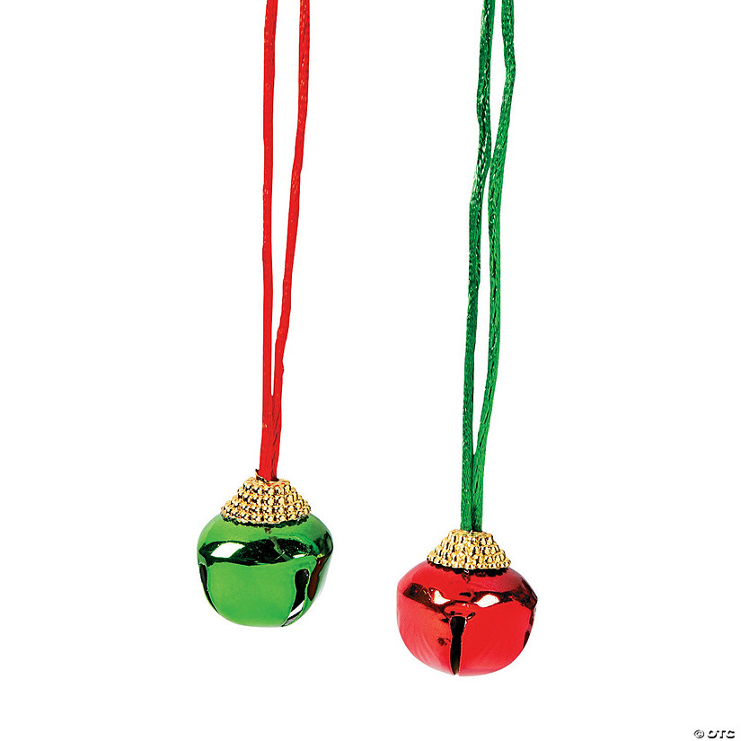 30" Green & Red Metal Jingle Bell Breakaway Necklaces - 12 Pc. Image