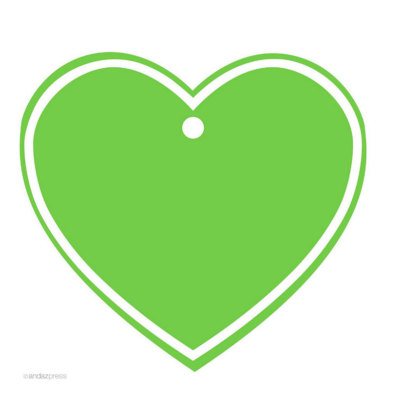30 Heart Gift Tag Solid Blank Kiwi Green Image