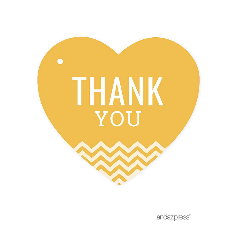 30 Heart Tag Chevron Thank You Deep/Yllw Image