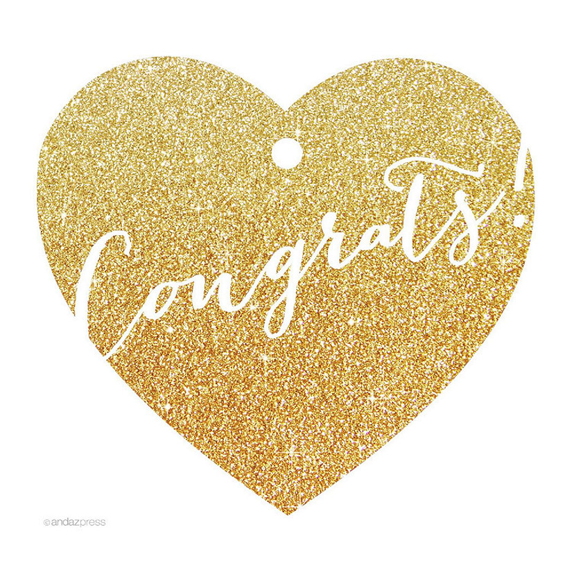 30 Heart Tag Whimsical Congrats! Glitter Image