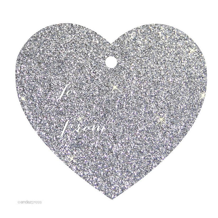 30 Heart Whimsical to/from Slvr Glitter Image