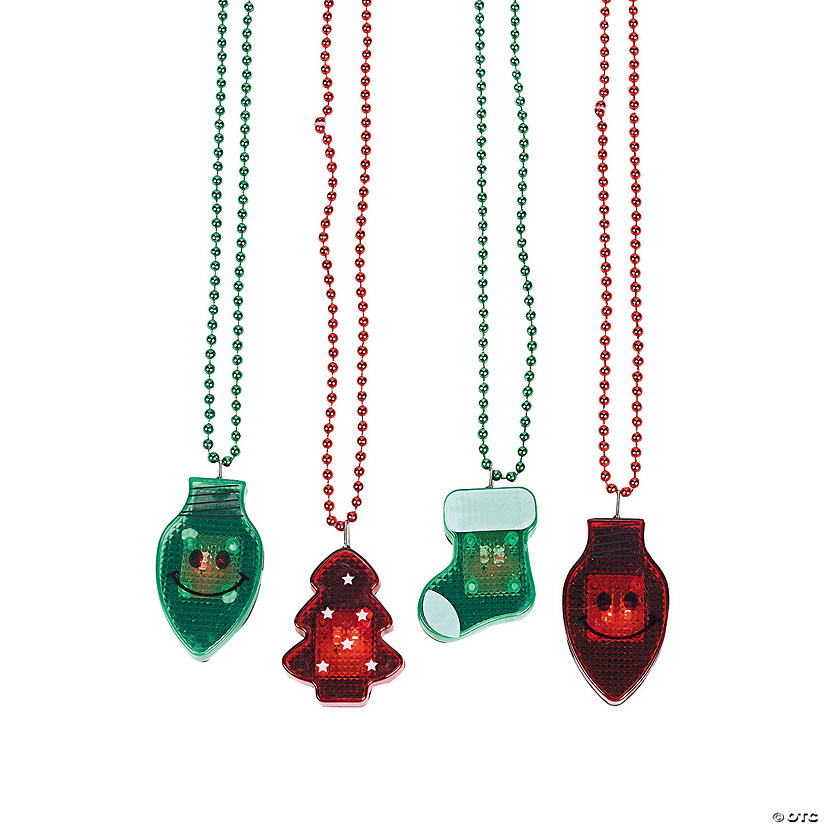 30" Holiday Light-Up Red & Green Plastic Breakway Necklaces - 12 Pc. Image