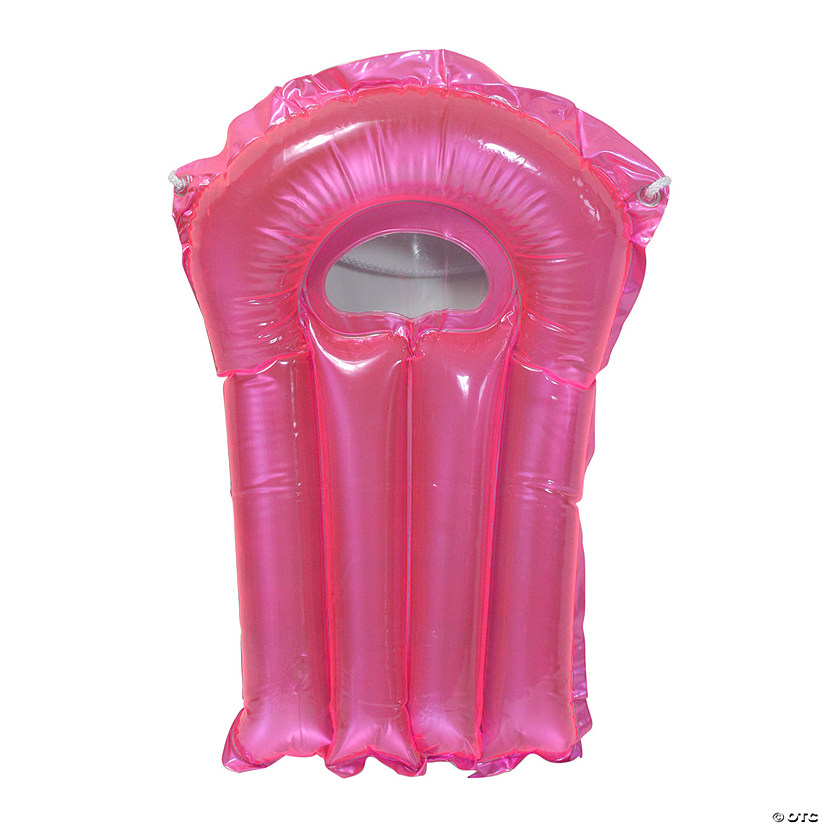 30-Inch Inflatable Transparent Pink With Metallic Silver Surf Rider Pool Float Image