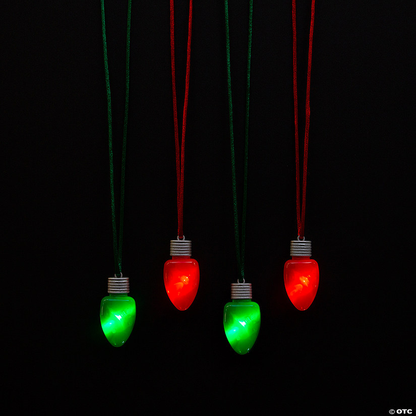 30" Light-Up Christmas Bulb Plastic Breakway Necklaces - 12 Pc. Image