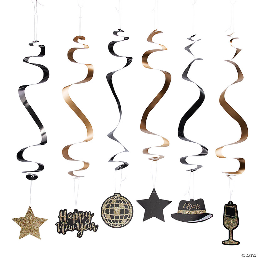 30" New Year&#8217;s Eve Hanging Swirl Decorations - 12 Pc. Image