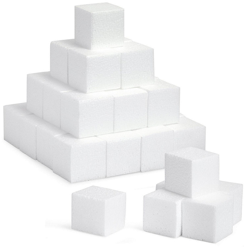 30 Pack Foam Craft Blocks for Modeling, 3 Inch Mini Square Cubes for Sculpting, School Projects Image