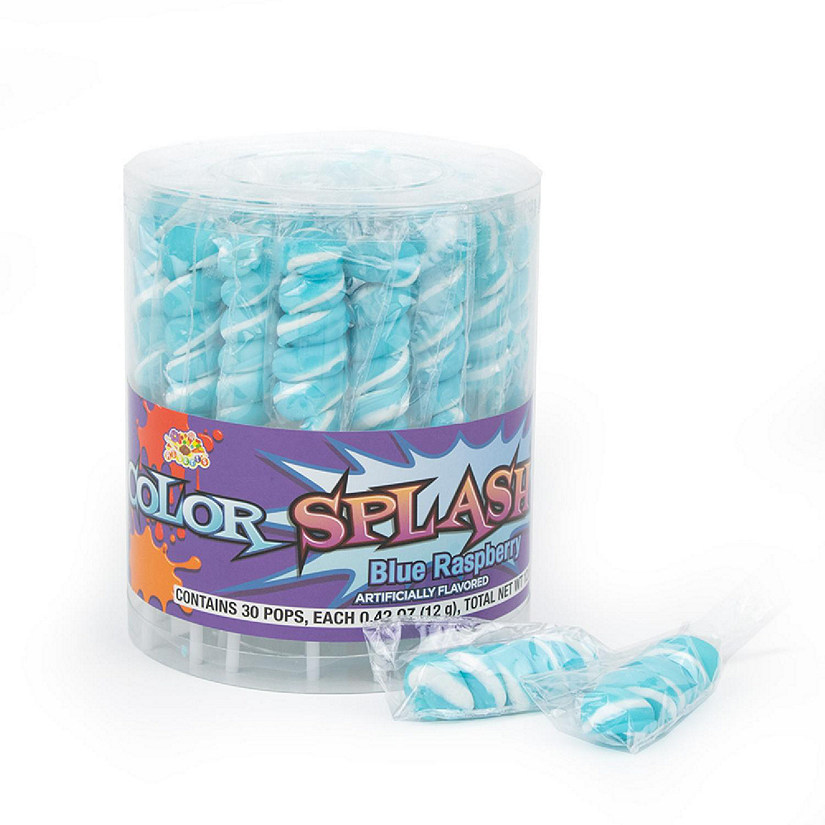 30 Pcs Light Blue Twisty Pops Lollipops Blue Raspberry Candy Image