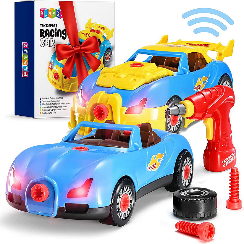 30 Pcs Take Apart Racing Car Toddler Toys Set - Build Your Own Car with Drill, Engine Sounds & Lights - Toy Car Constructions Set Image