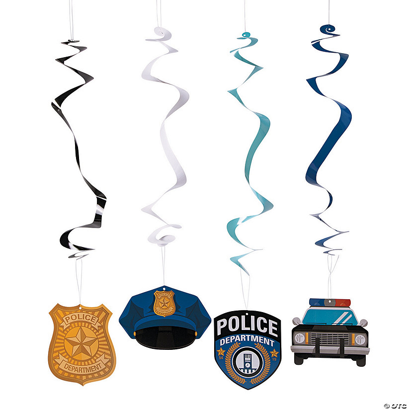 30" Police Party Hanging Paper Swirl Decorations - 12 Pc. Image