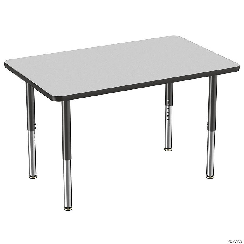 30" Proper 48" Rectangle T-Mold Activity Table with Adjustable Super Legs - Gray/Black Image