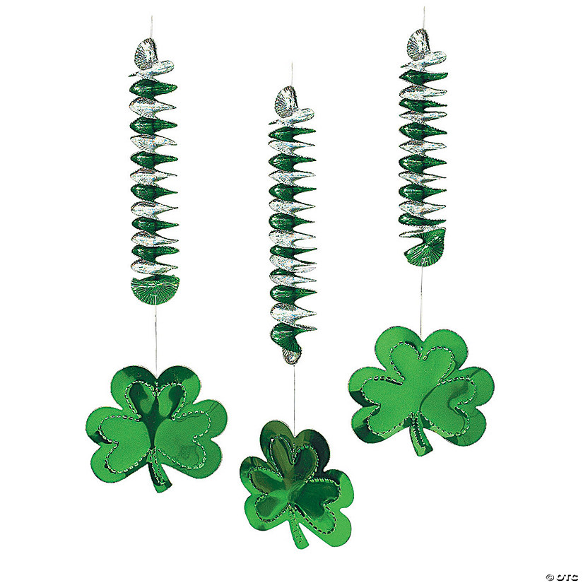 30" St. Patrick's Day Shamrock Hanging Swirls  - 12 Pc. Image