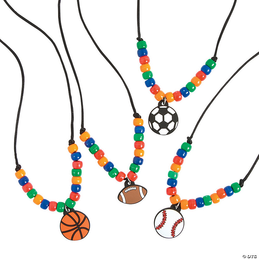 30" x 1" Sports Charm Plastic Bead Necklace Craft Kit - Makes 12 Image