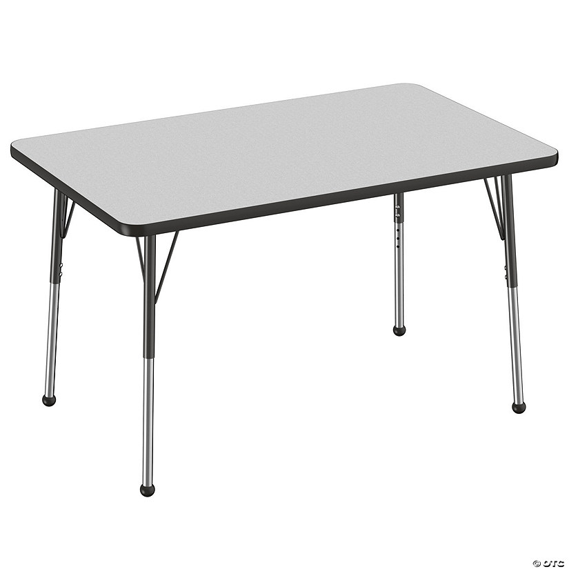 30" x 48" Rectangle T-Mold Activity Table with Adjustable Standard Ball Glide Legs - Gray/Black Image