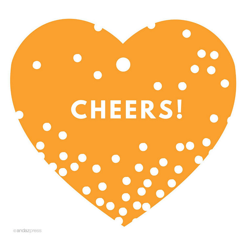 30PC Heart Tag Modern Cheers! Orange Image