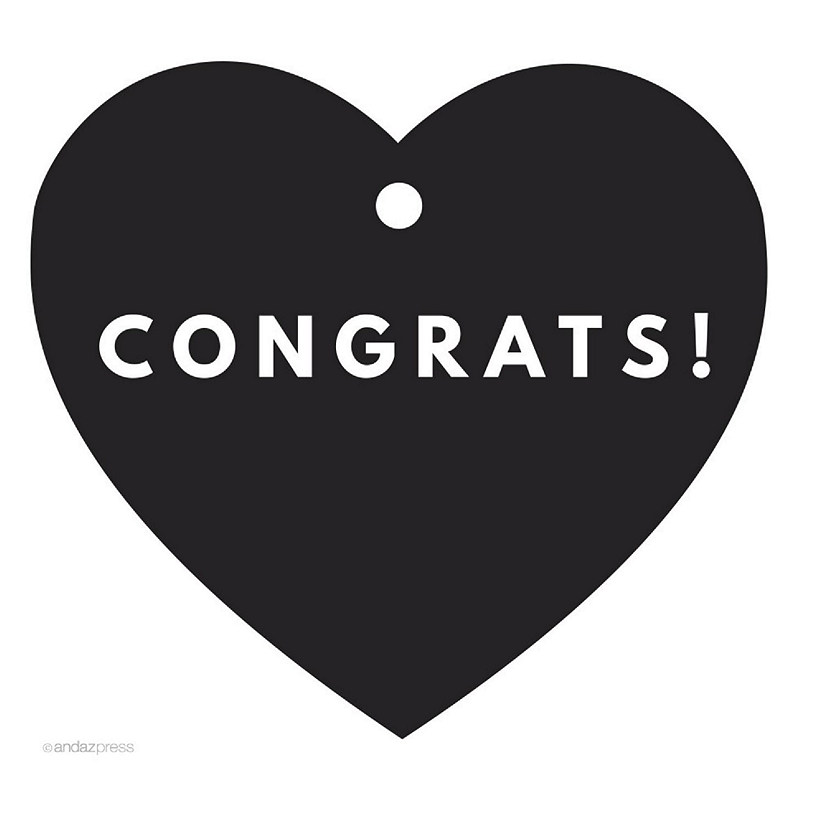 30PC Heart Tag Modern Congrats!, Black Image