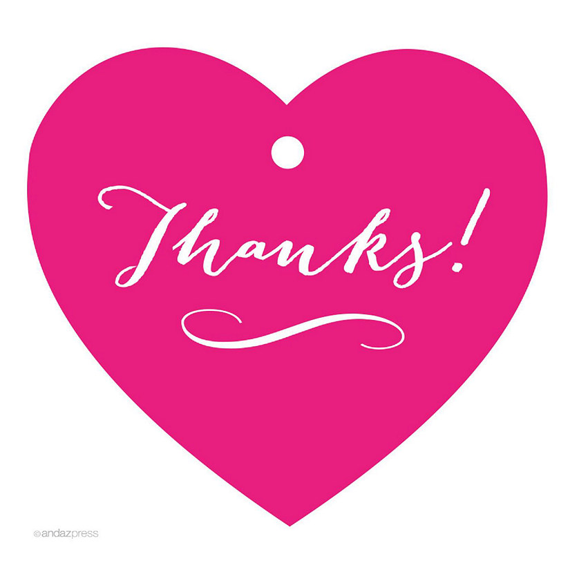 30PC Heart Tag Whimsical Thanks! Fuchsia Image