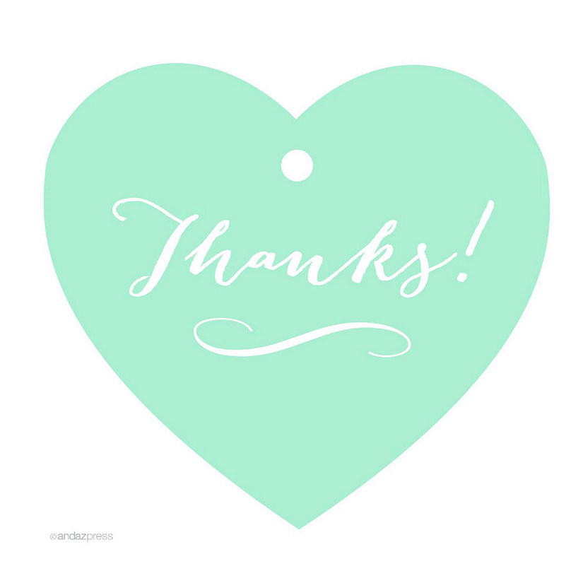 30PC Heart Tag Whimsical Thanks!, Mint Image