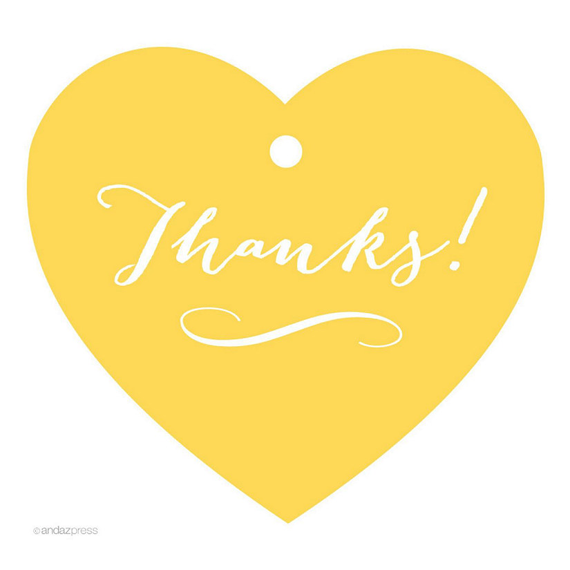 30PC Heart Tag Whimsical Thanks!, Yellow Image