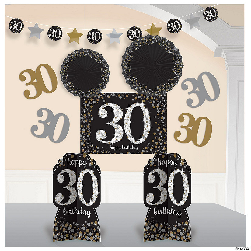 30th Birthday Sparkling Celebration Decorating Kit - 10 Pc. Image