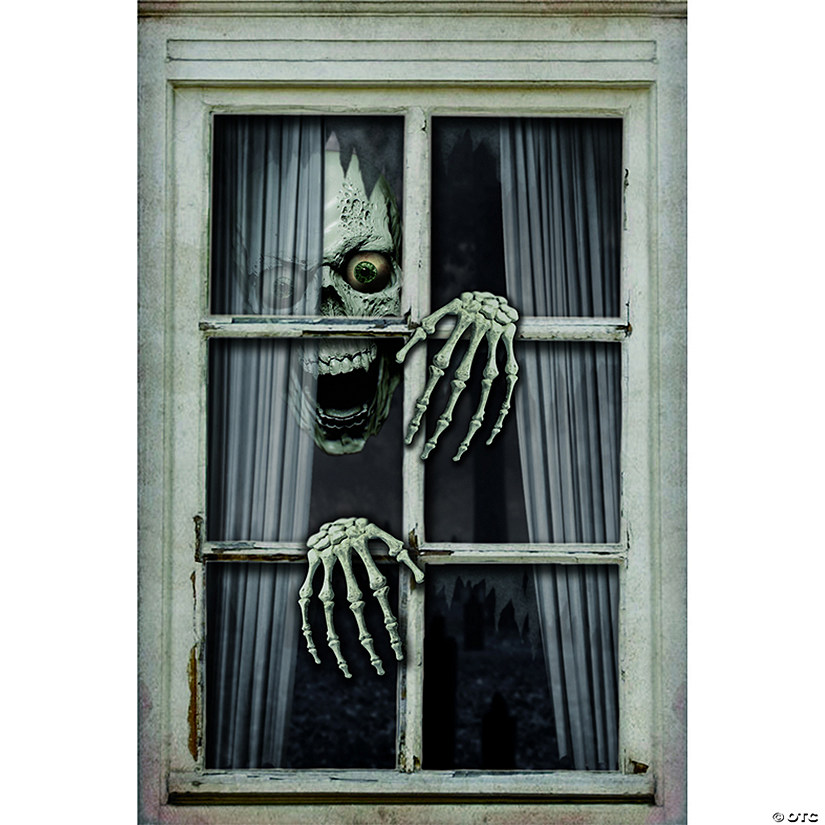 31 1/2" x 47 1/4" Skull & Hands Window Frame Prop Halloween Decoration Image