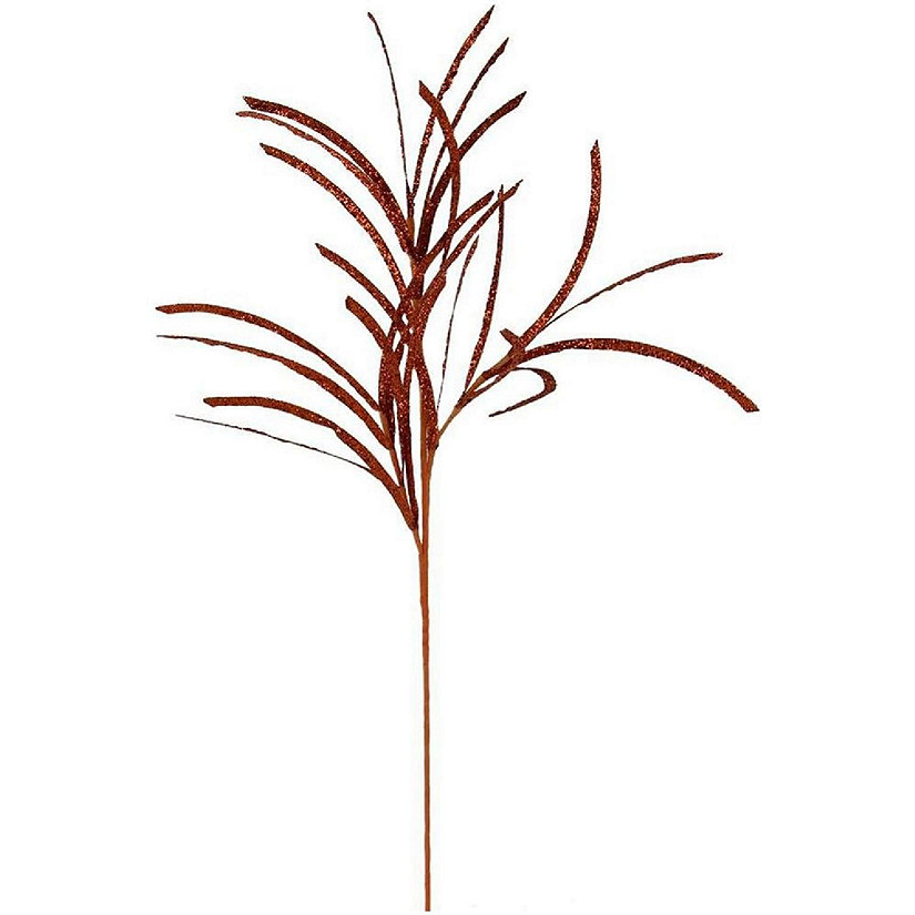 31" Glittered Paper Grass Spray: Orange Image