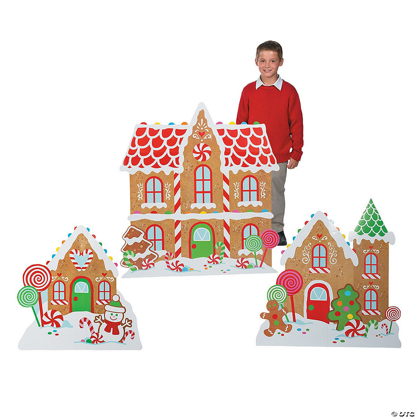 32" - 45" Gingerbread Village Cardboard Cutout Stand-Ups - 3 Pc. Image