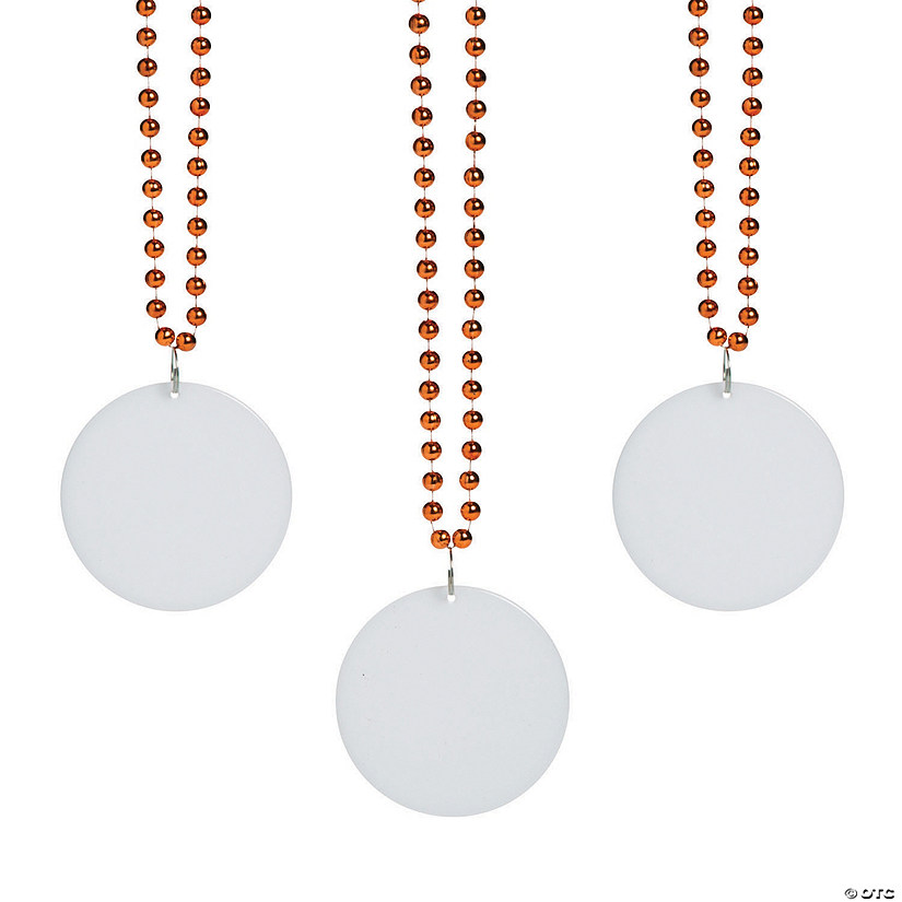 32" Bulk 150 Pc. Orange Bead Necklaces with Round Discs Image