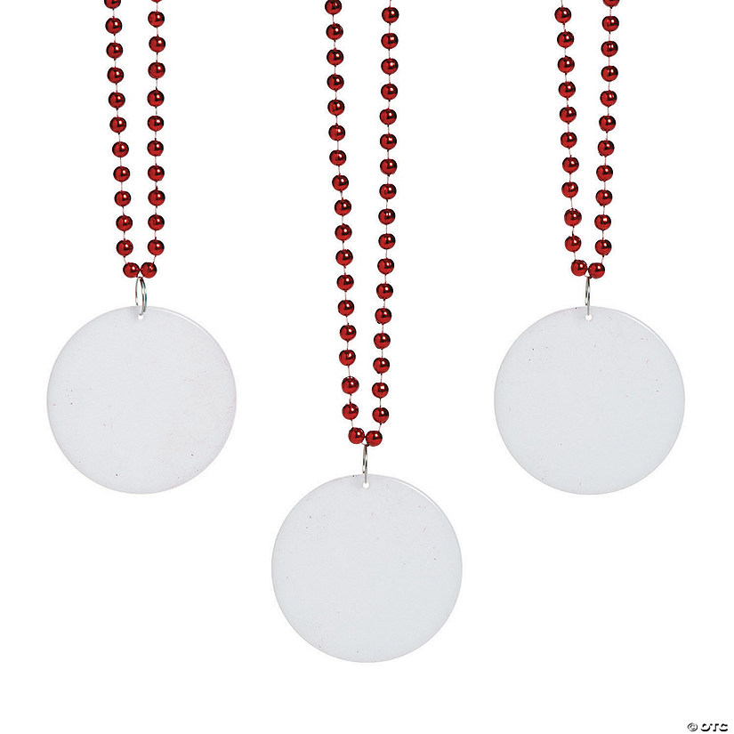 32" Bulk 150 Pc. Red Bead Necklaces with Round Discs Image