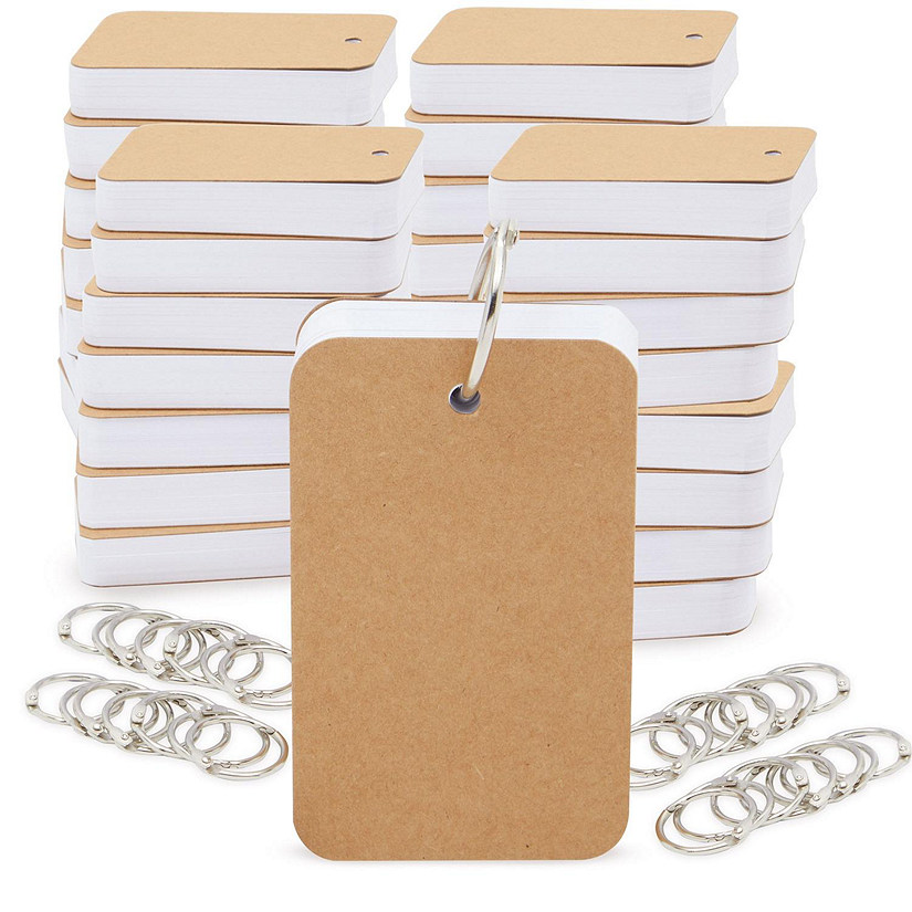 32 Pack Blank Flash Cards with Rings for Studying with 50 Sheets Each, 250gsm Index Notecards, 2.2 x 3.5 In Image