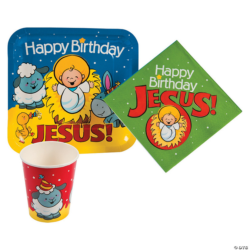 32 Pc. Happy Birthday Jesus Disposable Tableware Kit for 8 Guests Image