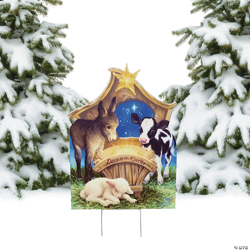 33" Born in a Manger Outdoor Yard Sign Image