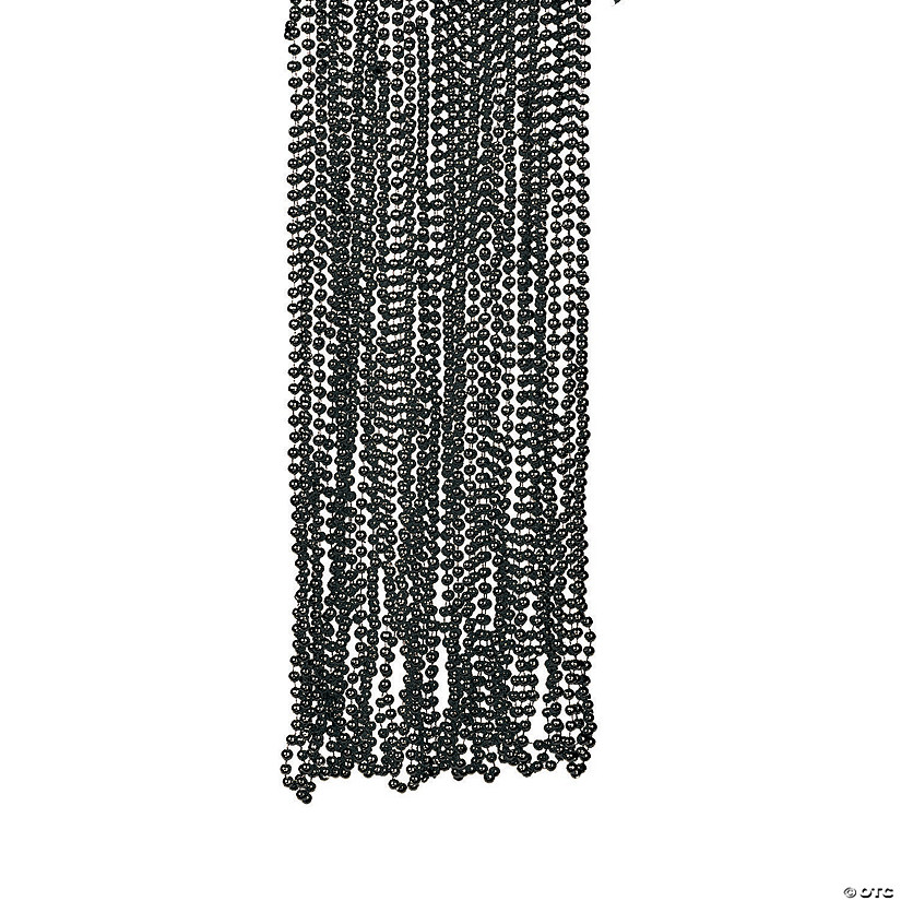 33" Bulk 48 Pc. Classic Metallic Black Plastic Bead Necklaces Image