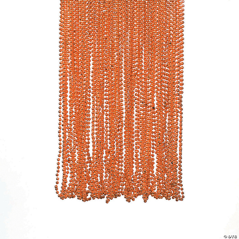 33" Bulk 48 Pc. Orange Metallic Bead Plastic Breakaway Necklaces Image