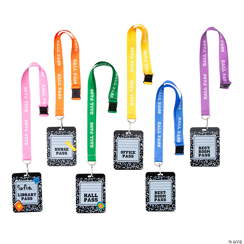 34" Composition Notebook Hall Pass Breakaway Lanyards with Stickers &amp;#8211; 6 Pc. Image