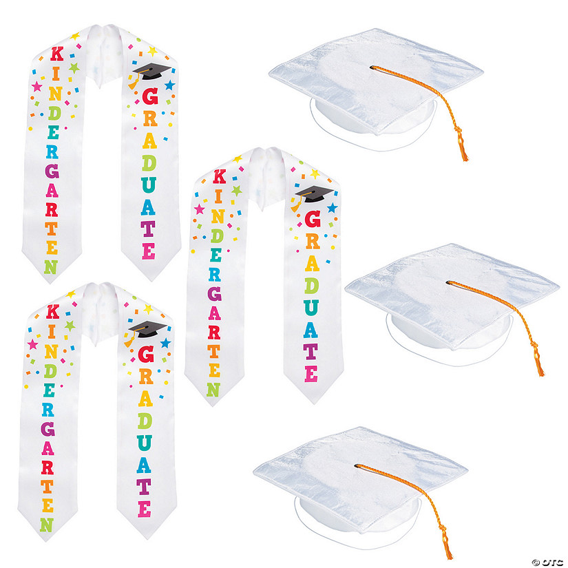 34 Pc. Bulk Kindergarten Graduation Hat & Stole Kit for 12 Image