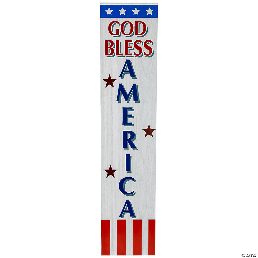 35.75" God Bless America Patriotic Wooden Porch Sign Image