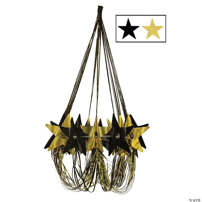35" Black & Gold Star Chandelier Decoration Image