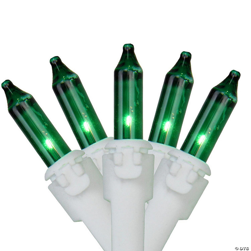 35-Count Green Mini Christmas Light Set  7ft White Wire Image